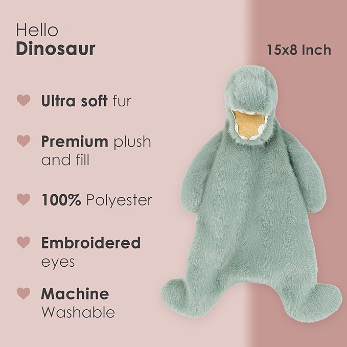 MON AMI Dino Plush Lovey for Babies – 15” | Security Blanket for Newborns