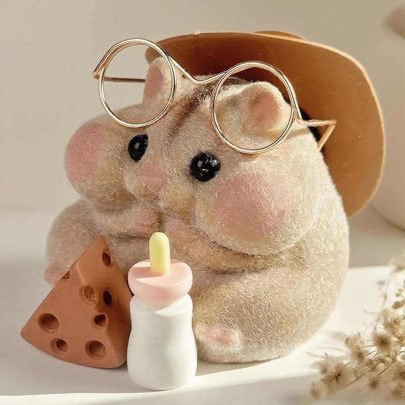 Handmade Taba Squishy Hamster Toy, Cute Squishy Hamster Fidget Toy, Realistic Hamster Toy, Soft Silicone Mochi Furry Toy, Stress Relief Gift for Adults & Kids, Sensory Anxiety Plushie(Brown)