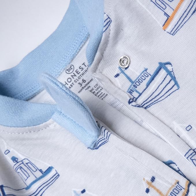 HonestBaby Sleep & Play Footed One-piece Pajama Sleeper 100% Organic Cotton, Baby Boys