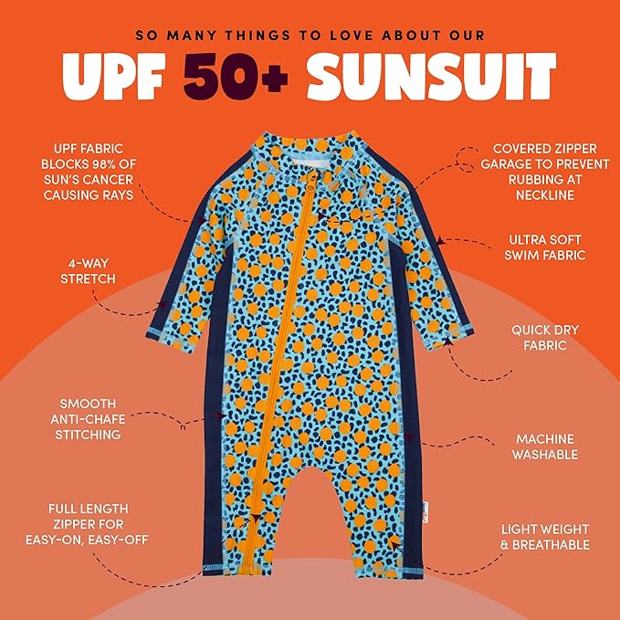 SwimZip Boys' Long-Sleeve UPF 50+ Swimsuit for Baby, Toddler, & Little Boys