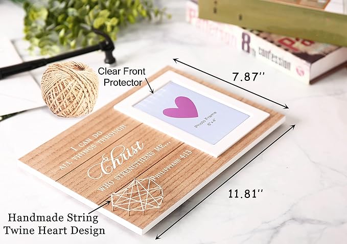 Inspirational Christian Quote Picture Frame Gift-I Can Do All Things Through Christ Who Strengthens Me-Religious Bible Verse Photo Frame Gift-Motivational Religious Bible Verse Scripture Quote Present