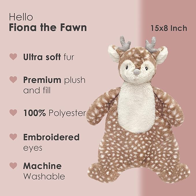 MON AMI Fiona The Fawn Plush Security Blankie for Babies – 13”, Plush Stuffed Animal Security Blanket, Baby Snuggle Toy, Unisex Newborn