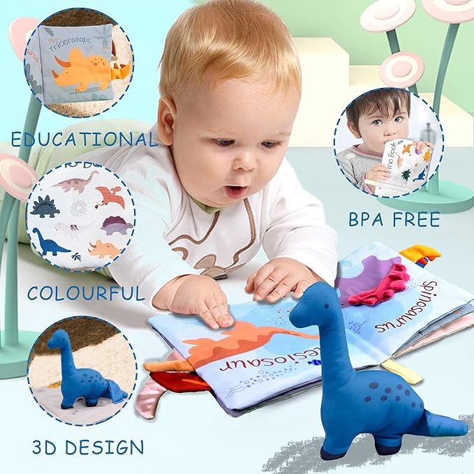 Richgv Interactive Baby Books, 2 Pack Touch & Feel Crinkle Books, Newborn Toys for Boys, 6-12 Months