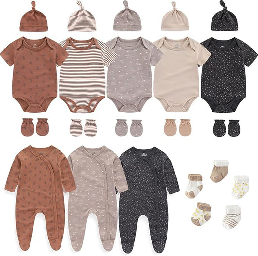 New Born Clothes Cotton Layette Gift Set Unisex Baby Outfit and Accessories Newborn Essentials Must Haves