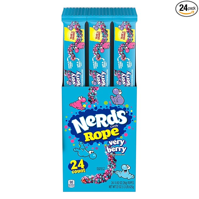 Nerds Rope Candy, Very Berry, 0.92 Ounce Ropes (Pack of 24)