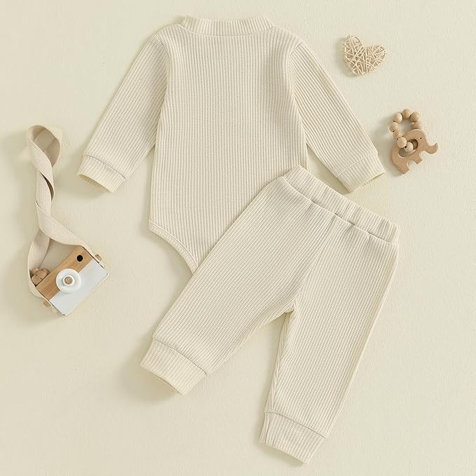 CIYCUIT Newborn Baby Boy Clothes Ribbed Knit Long Sleeve Bodysuit Pants 2-Piece Fall Winter Outfits