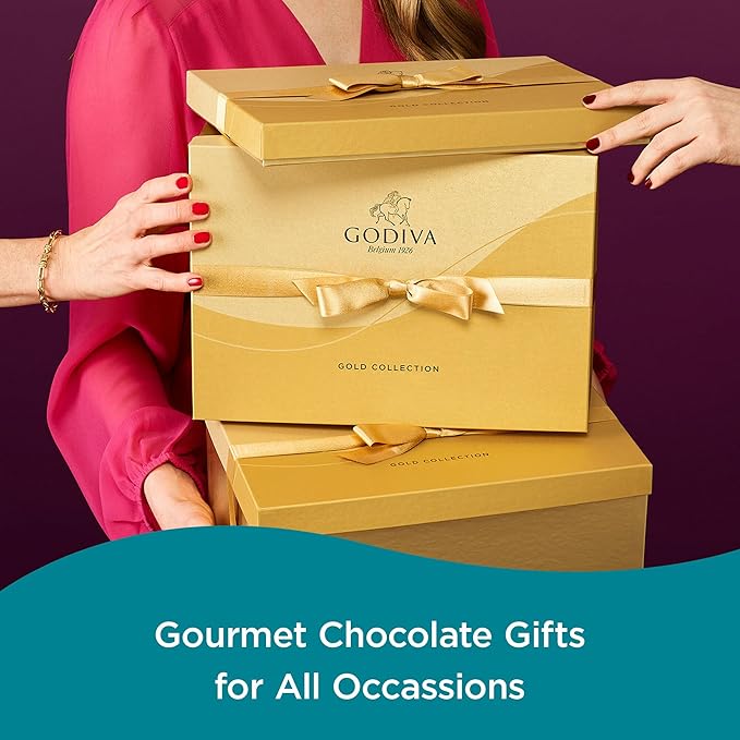 Godiva Chocolatier Birthday Ribbon 18-Piece Assorted Chocolate Gift Box – Gourmet Chocolate Candy Variety Pack – Dark Caramel, Milk Chocolate, Nuts– Gift Basket for Birthday and Anniversary