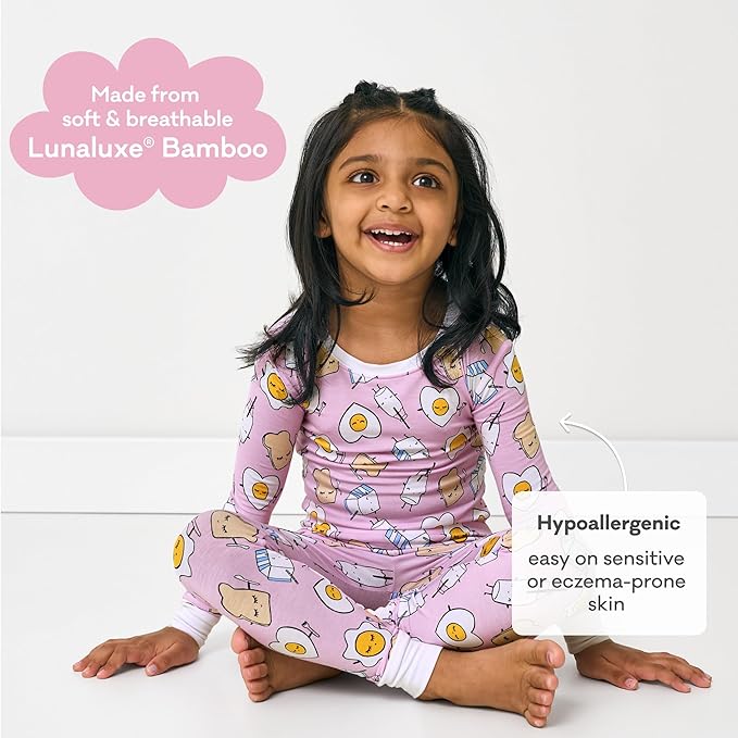 Little Sleepies Two-Piece Pajama Set for Boys & Girls, Soft Viscose from Bamboo Toddler Pajamas for Kids, Family Matching PJs