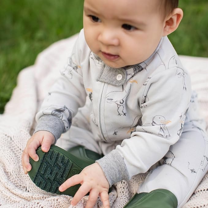 Burt's Bees Baby Baby Girls Pajamas, Zip Front Non-Slip Footed Sleeper Pjs, 100% Organic Cotton