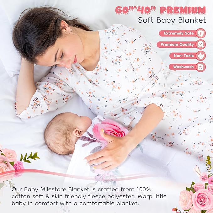 New Mom Gifts & Baby Girl Gift Set for Newborn,Baby Girl Gift Basket with Baby Milestone Blanket,Pregnancy Gifts for Expecting Mom,New Mom Care Package After Baby, Pregnancy Gifts for Women and Baby