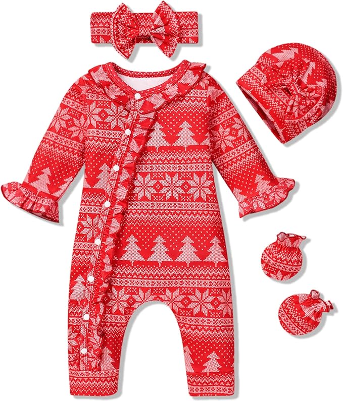 Aalizzwell Baby Girls Romper Outfit Fall Winter Clothes with Accessories