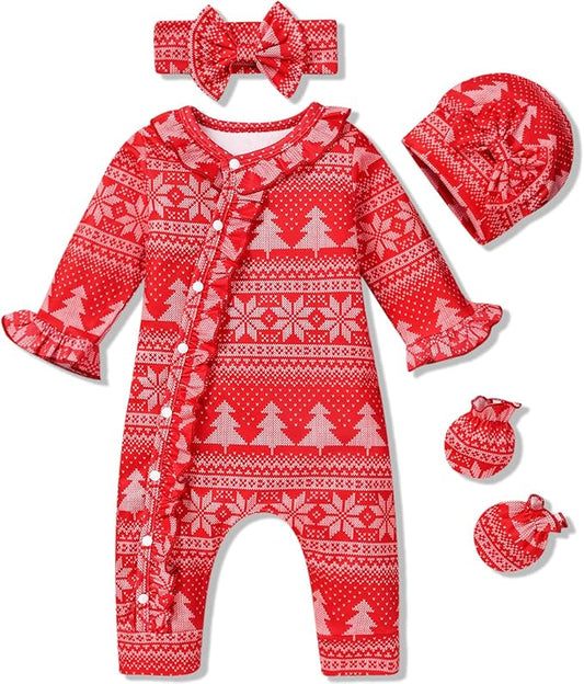 Aalizzwell Baby Girls Romper Outfit Fall Winter Clothes with Accessories