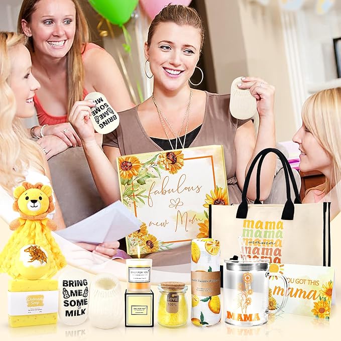 New Mom Gifts & Baby Boy Gift Set for Newborn,12PCS Baby Shower Gifts for Mom to Be,Newborn Baby Gifts,Pregnancy Gifts For Expecting Mom,New Mom Care Package After Baby,Gifts for Women and Baby Boy