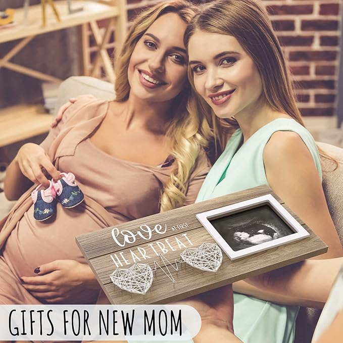 Baby Sonogram Picture Frame for Standard 4" x 3" Ultrasound Photo - Pregnancy Announcements Ideas - Gender Reveal Baby-Shower Gifts - New Mom Expecting Parents to Be Keepsake Gift