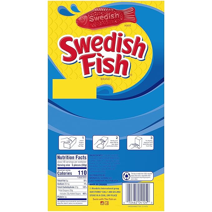 SWEDISH FISH Individually Wrapped Soft & Chewy Candy, Bulk Candy, School Snacks, 240 Count Box