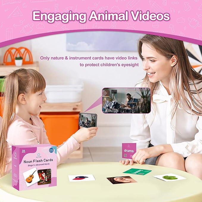 54 Advanced Word Noun Flash Cards for Kids 3-5, Vocabulary Cards with Pictures, | Toddler Flash Cards for Learning English Words| Seasons flashcards| ABA Therapy & Speech Therapy Materials