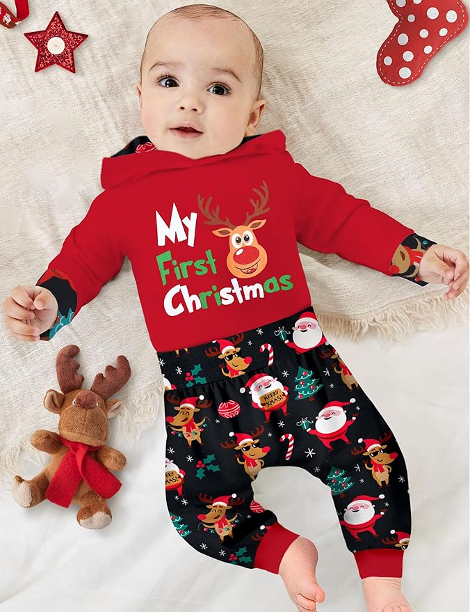 Fommy Newborn Baby Boy Clothes Plaid Letter Print Long Sleeve Hoodies + Long Pants 2PCS Fall Winter Outfits Set