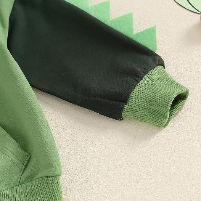 2Pcs Baby Boys Hoodie Tops Pants Set Dinosaur Deer Print Sweatsuit Fall Winter Outfits