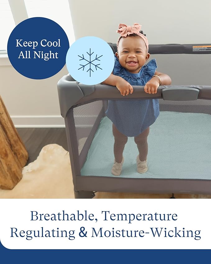 PurComfy Supersoft Pack and Play Sheets Fitted, Premium Bamboo Viscose Mini Crib Sheets, Pack N Play Mattress Sheets, Graco Playard Baby Sheets Neutral for Boys Girls, 5'' Deep Pocket 2-Pack