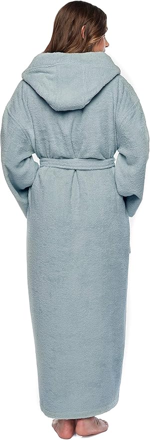 Arus Women's Hooded Classic Bathrobe Turkish Cotton Robe with Full Length Options