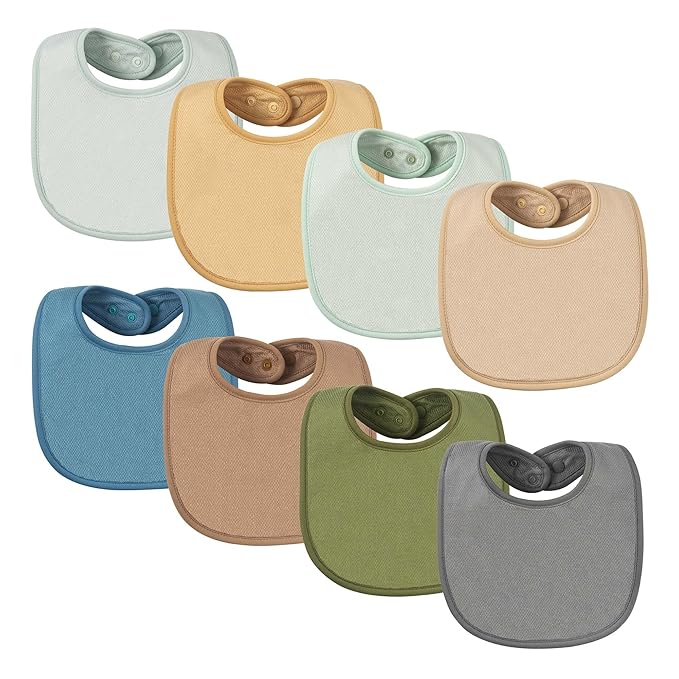 Tiny Twinkle 8 Pack Baby Food Bibs for Eating - Waterproof & Absorbent 6-12 Months Infant Bibs, OEKO-TEX Certified Drooling Bibs for Baby Led Weaning(Spring Boy Set 8-Pack)