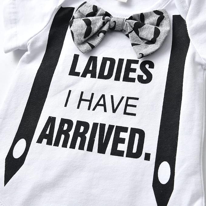 KuKitty Newborn Infant Baby Boy Clothes Long Sleeve Romper + Pants + Hat 3PCS Outfits Set