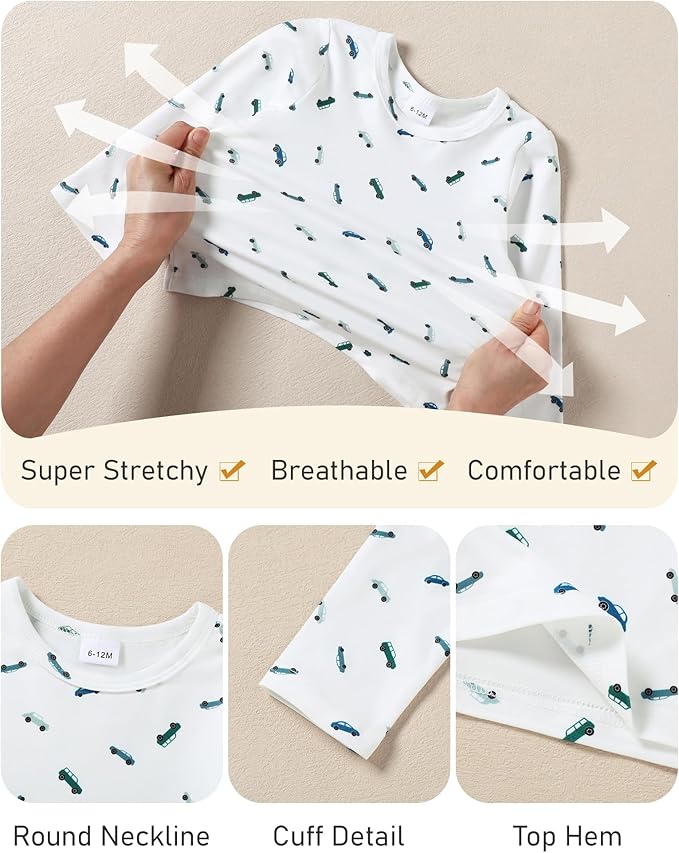 ZOEREA Toddler Baby Boys Clothes Outfit Long Sleeve T-Shirt and Romper Set Cute Jumpsuit Overalls Solid Color 6M-4T