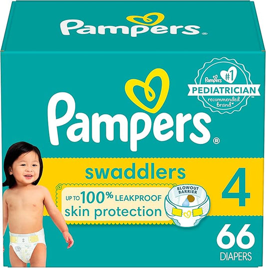 Pampers Baby Diapers - Swaddlers - Size 4, 66 Count, Ultra Absorbent Disposable Infant Diaper