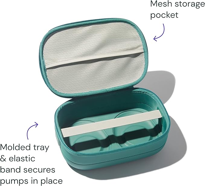 Willow Breast Pump Carrying Case, Teal, Use with Hands Free Wearable Breast Pumps, Ultra Durable Hard Shell Breast Pump Case with Removable Tray, Compact and Discreet