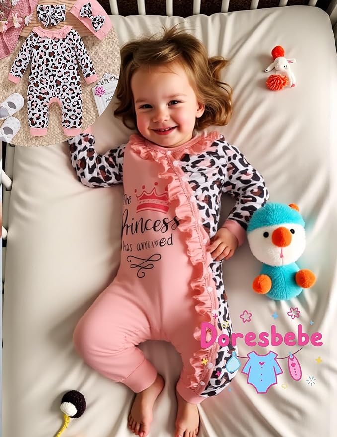 Preemie Newborn Baby Girl Clothes Infant Fall Winter Outfits Letter Floral One-Piece Romper+Jumpsuit