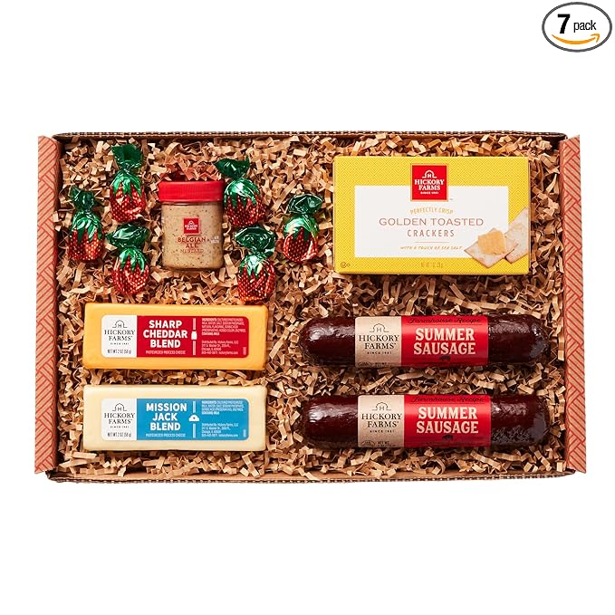 Hickory Farms Farmhouse Meat & Cheese Food Gift Basket (Small) - Box Set | Charcuterie Board Food | Summer Sausage | Father's Day | Mother's Day | Easter | Christmas | Holiday | Housewarming | Gourmet | Sympathy | Care Package