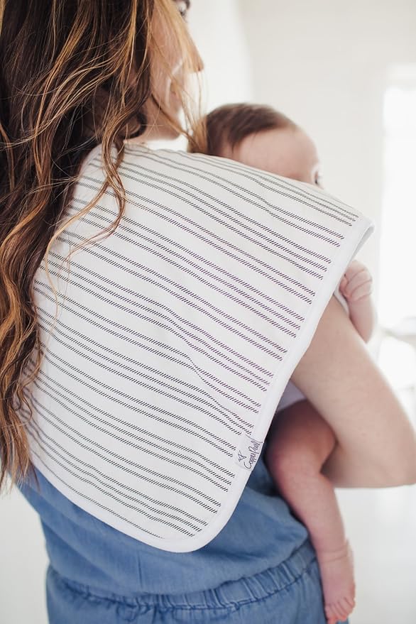 Copper Pearl Premium Baby Burp Cloths - 3-Pack Large Cotton Burp Cloths, Extra Soft Spit Up Rags with 3 Absorbent Layers, Perfect for Baby Boy and Baby Girl Gifts (21" x 10" Size, Chip Set)