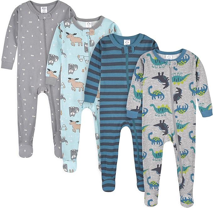 Gerber baby-boys Baby-boys 4-pack Footed Pajamas