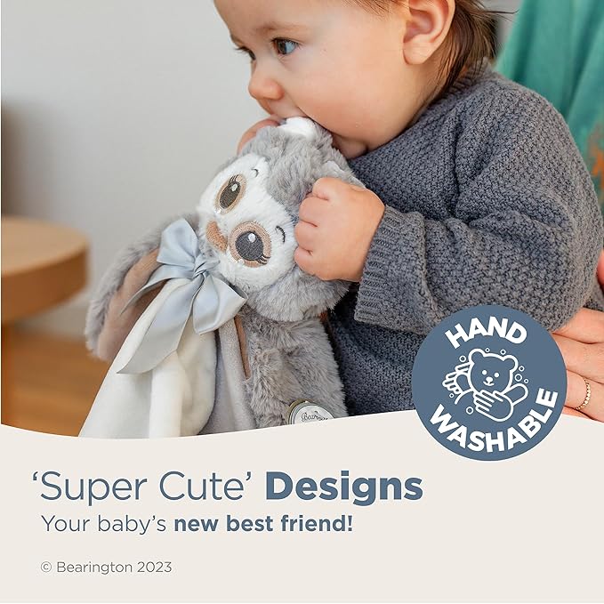 Bearington Collection Owl Plush Stuffed Animal Security Blanket Lovey - 15 in Gray Satin Trim Owl Lovey Blanket - Soft Baby Blankie & Toy for Newborns & Infants