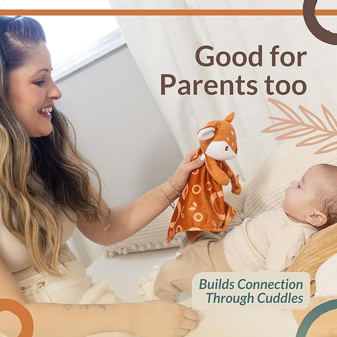 Baby Lovey Security Blanket Newborn - Plush Stuffed Animal with Pacifier Holder, Gender Neutral Baby Gift, Cozy Blanket for Boy & Girl Patterned