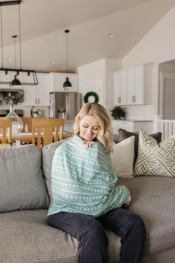 Baby Car Seat Cover Canopy and Nursing Cover Multi-Use Stretchy 5 in 1 Gift Knit by Copper Pearl