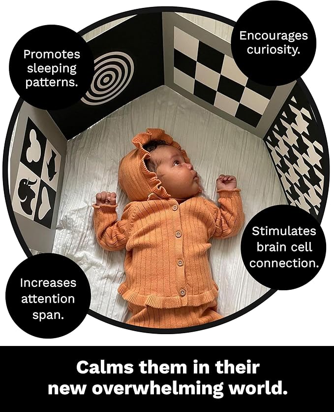 Samuel Sensory Board for Babies - Supersized Black and White Baby Cards for Developmental Newborn Tummy Time Toys - 100cm Newborn Black & White Toys for 0-3 Months & Older - Thick Stand Up Board No. 1