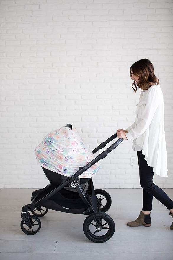 Copper Pearl Multi-Use Cover: Car Seat, Nursing, and Stroller Cover for Sun - Stretchy Fabric, All-Season Use, Stylish Designs, Easy Access for Moms - Bloom
