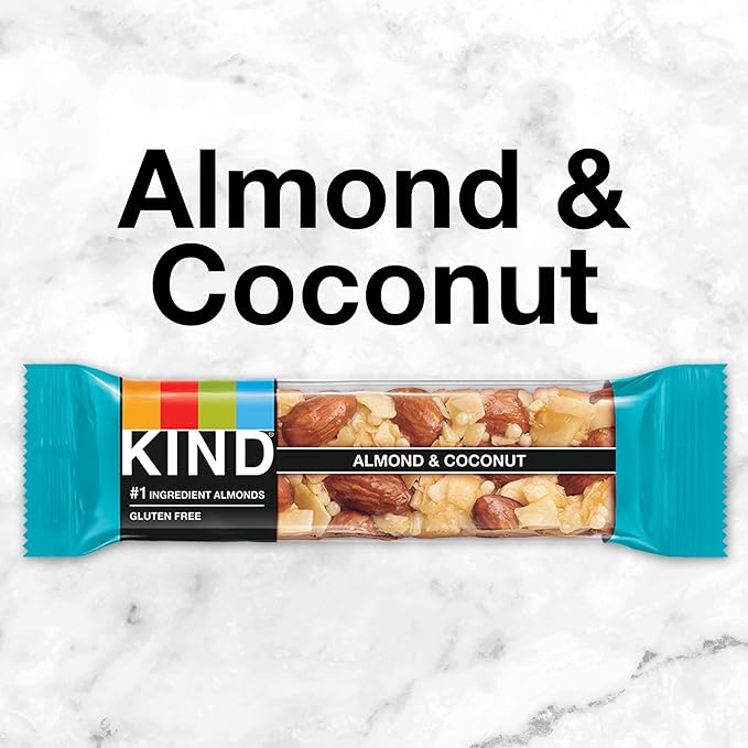 KIND Nut Bars, Almond & Coconut, Healthy Snack Bars, Gluten Free, Low Sodium, 3g Protein, 12 Count