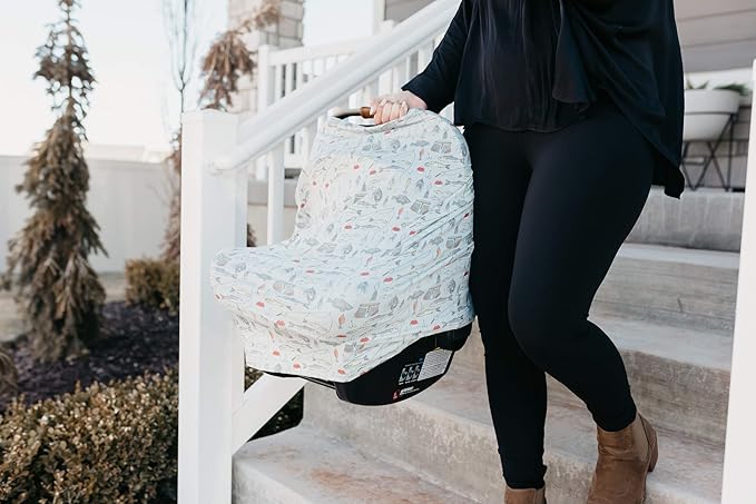 Copper Pearl Multi-Use Cover: Car Seat Covers, Nursing Cover, and Stroller Cover for Sun - Stretchy Fabric, All-Season Use, Stylish Designs, Easy Access for Moms - Trout