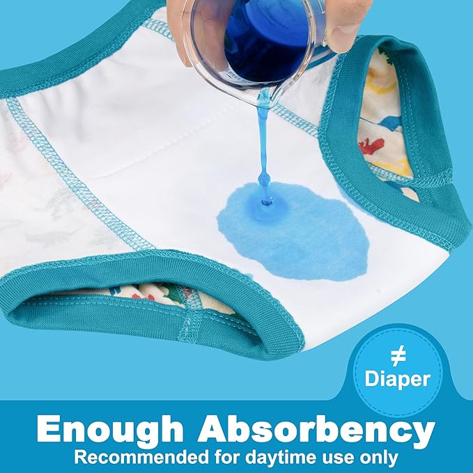 BIG ELEPHANT 6-Pack Potty Training Pants – 100% Cotton Absorbent Toddler Underwear for Boys and Girls (12M-10Y)