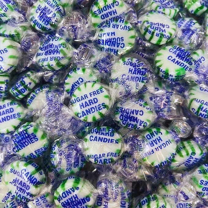 Sugar Free Spearmint Mints Hard Candy - 1 lb Bulk Bag Individually Wrapped Keto And Diabetic Friendly Gourmet Spearmint Flavored Candies (16oz)