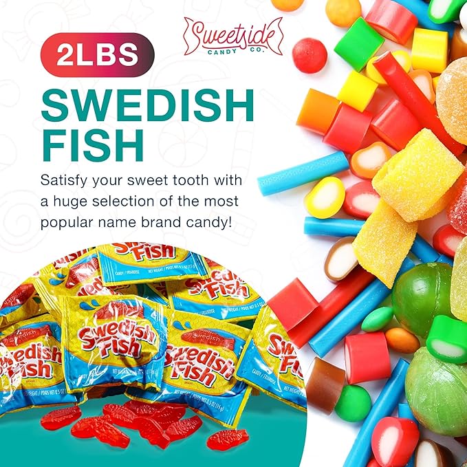 Candy in Bulk SwedishFish Soft & Chewy Fun Size Sharing Bag - Original Sweet & Chewy Red Fish Candy Individually Wrapped Treats, Movie Theater Candy, Office Desk and Reception, and Party Bags, 2lb