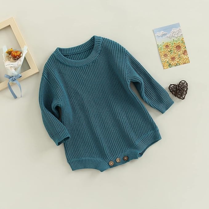 FYBITBO Baby Girl Boy Sweater Knit Oversized Pullover Sweatshirt Romper Onesie Warm Fall Winter Clothes Outfit Newborn