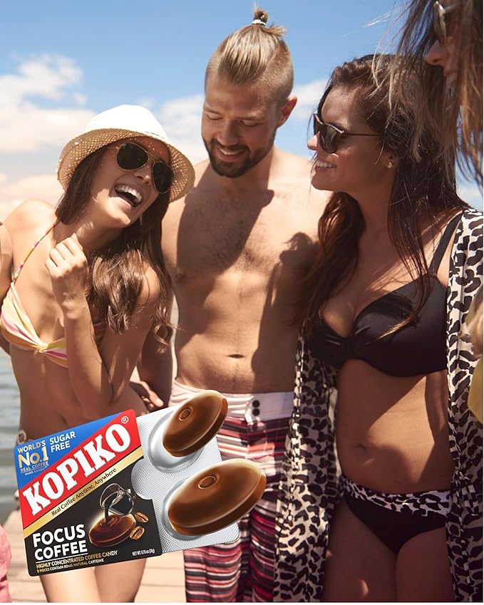 Kopiko Focus Coffee Candy – Have 80mg Caffeine per 2 Pieces for Energy & Mental Focus – Sugar-Free Hard Candy with Real Indonesian Coffee Extract (12 Pack w/4 Candies Each)
