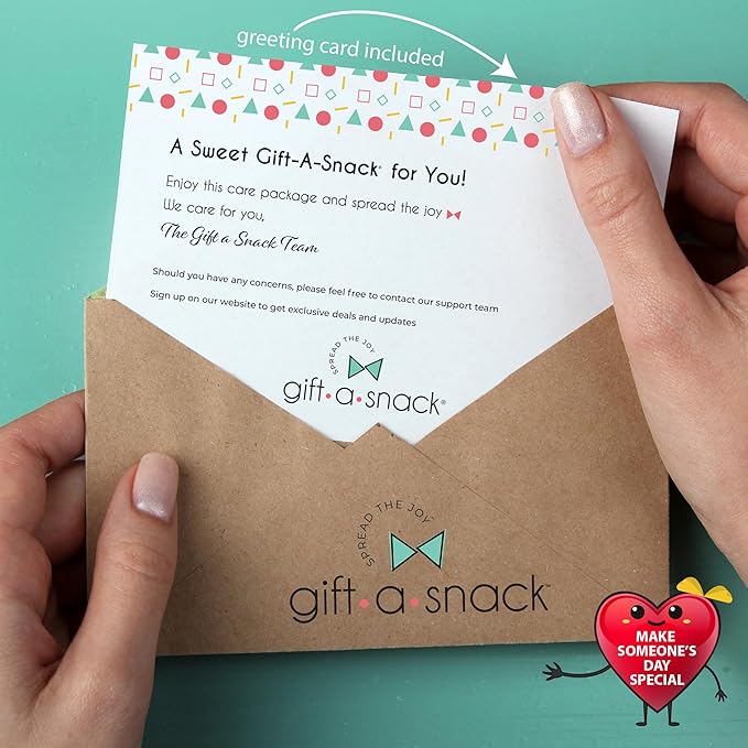 Gift A Snack - Back to School/Off to College Snack Box Variety Pack Care Package + Greeting Card (150 Count) Birthday Sweet Treats Gift Basket, Candies Chips Crackers Bars, Office Food Assortments