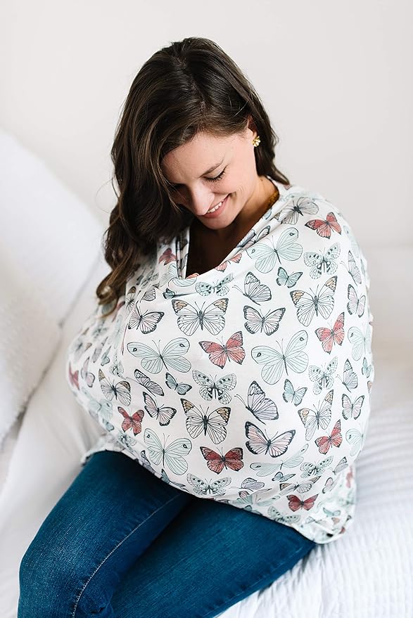 Baby Car Seat Cover Canopy and Nursing Cover Multi-Use Stretchy 5 in 1 Gift Dot by Copper Pearl