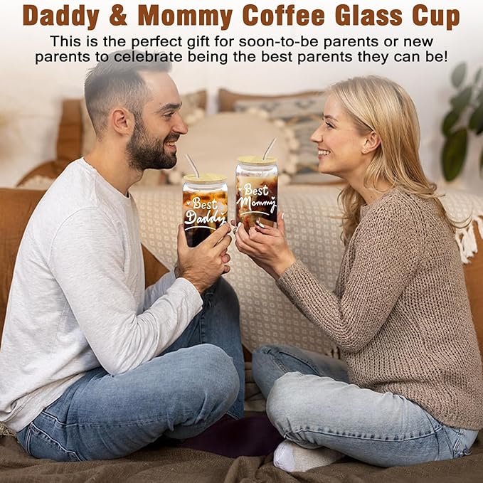 New Mom Gifts Basket for Women,Pregnancy Gifts for New Parents Gifts Basket,Unique Gender Reveal Gifts,New Mom and Dad Gifts with Glass Cups,First Time Mom Gifts,Baby Gifts