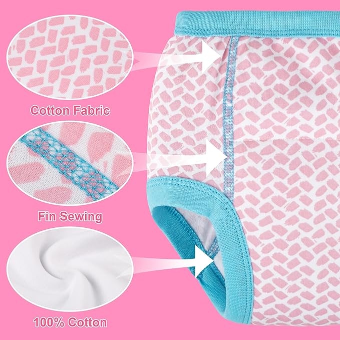 BIG ELEPHANT 10-Pack Baby Potty Training Underwear, Soft 100% Cotton Absorbent Training Pants for Boys & Girls, Ages 12M-10Y