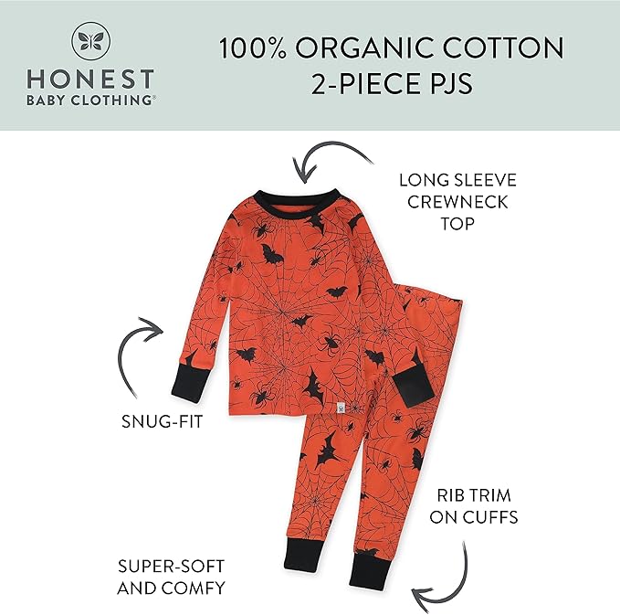 HonestBaby unisex-baby Celebration 2-piece Pajamas Sleepwear Pjs 100% Organic Cotton for Baby, Toddler, Kids